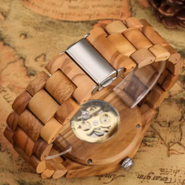 Montre Numérique Romaine en Bois pour Homme